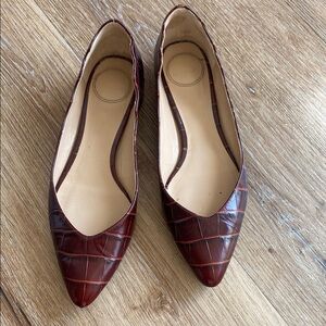 Chloe embossed leather scalloped flats